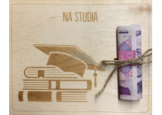 Albi Dřevěné přání na peníze Na studia 15,5 x 12,5 x 0,3 cm