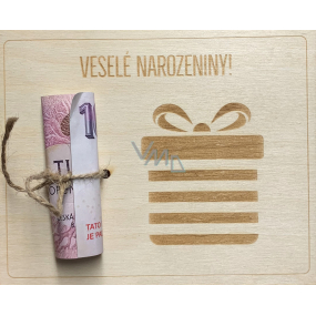 Albi Dřevěné přání na peníze Veselé narozeniny 15,5 x 12,5 x 0,3 cm
