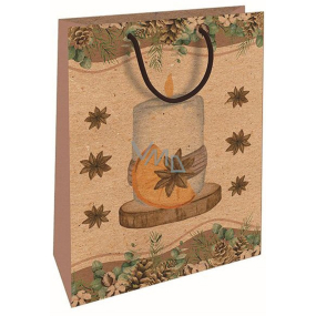 Nekupto Dárková kraftová taška 37 x 28 x 10 cm Vánoční svíčka