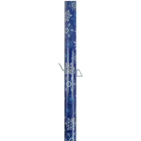 Nekupto Dárkový balicí papír vánoční 70 x 1000 cm Modrý bílé, modré, stříbrné vločky