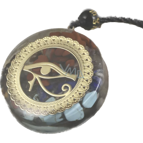 Orgonit amulet, Hornovo oko, generátor energie, přírodní kámen (7 čaker) + epoxidová pryskyřice + lano 22 g