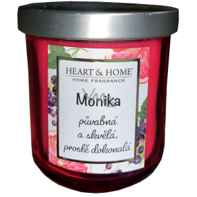 Heart & Home Svěží grep a černý rybíz sójová vonná svíčka se jménem Monika 110 g