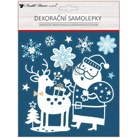 Vánoční dekorační samolepky s glitry Santa a sob 18 x 23 cm