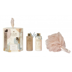 Grace Cole Vanilka sprchový gel 100 ml + tělové mléko 100 ml + koupelová houba, kosmetická sada pro ženy