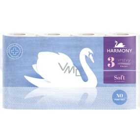 Harmony Soft bílý neparfémovaný toaletní papír 132 útržků 3 vrstvý 8 kusů