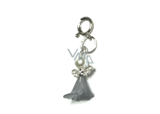 Anděl tančící přívěsek s křídly šedá sukně 14 x 24 mm 1 kus