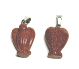 Goldstone zlatý Anděl strážný přívěsek ručně broušený 2 - 2,2 cm, kámen ambicí