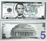 Talisman postříbřená dolarová bankovka 5 USD