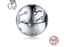 Charm Sterlingové stříbro 925 znamení zvěrokruhu Býk + zirkony, korálek na náramek 9 mm
