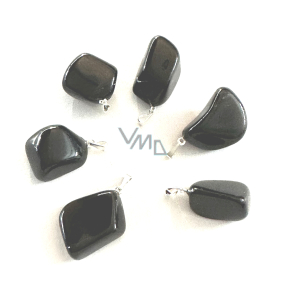 Obsidián černý Troml přívěs přírodní kámen S, cca 2 - 2,5 cm 1 kus, kámen záchrany