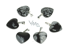 Obsidián vločkový Srdce přívěsek přírodní kámen 15 mm, kámen záchrany