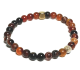 Sardonyx náramek elastický přírodní kámen, kulička 6 mm / 16 - 17 cm, kámen štěstí a životní síly