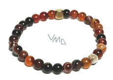 Sardonyx náramek elastický přírodní kámen, kulička 6 mm / 16 - 17 cm, kámen štěstí a životní síly