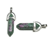 Anyolit / Rubín v Zoisitu kyvadlo šestihran přívěsek přírodní kámen 41 x 13 mm, ulevuje v období smutku