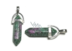 Anyolit / Rubín v Zoisitu kyvadlo šestihran přívěsek přírodní kámen 41 x 13 mm, ulevuje v období smutku