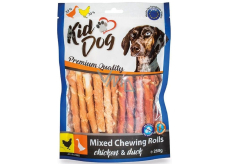 KidDog Mixed Chewing Rolls with Chicken & Duck mix buvolích tyčinek s kuřecím a kachním masem - 8 mm/12 cm 250 g