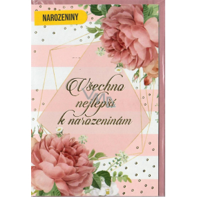 Nekupto Přání k narozeninám Růžové pivoňky 115 x 170 mm