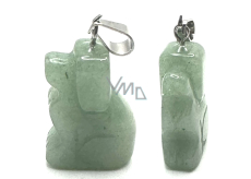 Chalcedon zelený Pes přívěsek přírodní kámen, ručně broušená figurka 1,8 x 2,5 x 8 mm, kámen lásky, radosti