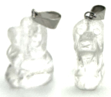 Křišťál Pes přívěsek přírodní kámen, ručně broušená figurka 1,8 x 2,5 x 8 mm, kámen kamenů