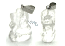 Křišťál Pes přívěsek přírodní kámen, ručně broušená figurka 1,8 x 2,5 x 8 mm, kámen kamenů