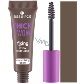 Essence Thick & Wow! řasenka na obočí s vlákny 02 Ash Brown 6 ml