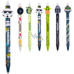 Colorino Gumovatelné pero Star Wars Mandalorian šedé s bílou maskou, modrá náplň 0,5 mm