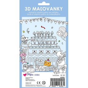 Ditipo Omalovánky 3D vybarvi a seskládej Párty se zvířátky 4 listy 250 x 140 mm