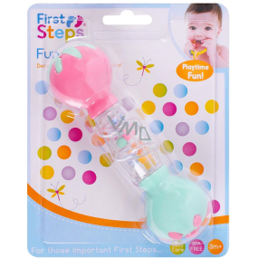 First Steps Fun Rattle Chrastítko činka růžovo-zelená 15 cm 1 kus