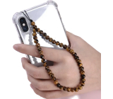 Tygří oko přívěsek na mobilní telefon proti ztrátě, přírodní kámen korálek 6 mm / 26,5 cm