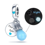 Charm Sterlingové stříbro 925 Žárovka - Najdi své světlo, 2v1 zářící ve tmě luminozní přívěsek na náramek symbol