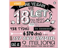 Nekupto přání Výročí 18 let 150 x 150 mm Máme tě rádi už 18 let růžové
