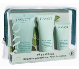 Payot Pate Grise Nettoayante pěnící gel 50 ml + Gel Matifiant Anti-imperfections denní zmatňující gel 30 ml + Charbon Masque absorpční matující černá maska 15 ml, kosmetická sada pro smíšenou až mastnou pleť