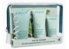 Payot Pate Grise Nettoayante pěnící gel 50 ml + Gel Matifiant Anti-imperfections denní zmatňující gel 30 ml + Charbon Masque absorpční matující černá maska 15 ml, kosmetická sada pro smíšenou až mastnou pleť