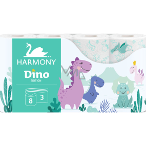Harmony Kids Dino neparfémovaný toaletní papír s potiskem 17,5 m 3 vrstvý 8 kusů