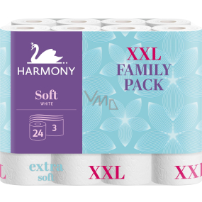 Harmony Soft bílý neparfémovaný toaletní papír 15,7 m 3 vrstvý 24 kusů