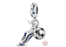 Charm Sterlingové stříbro 925 Fotbalové kouzlo, míč a kopačky 2v1, přívěsek na náramek sport