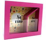Albi Pokladnička v rámečku Duo Na děti a na víno 16 x 5,5 x 4 cm