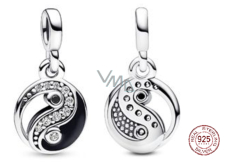 Charm Sterlingové stříbro 925 Jin a Jang - Mini Medailon třpytivý, přívěsek na náramek symbol