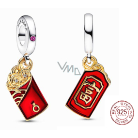 Charm Sterlingové stříbro 925 Červená obálka - bohatství, přívěsek na náramek symbol