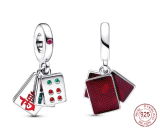 Charm Sterlingové stříbro 925 Tři dlaždice Mahjong 3v1, přívěsek na náramek symbol