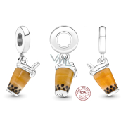 Charm Sterlingové stříbro 925 Bubble Tea - Mléčný čaj, přívěsek na náramek, jídlo a pití