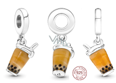 Charm Sterlingové stříbro 925 Bubble Tea - Mléčný čaj, přívěsek na náramek, jídlo a pití