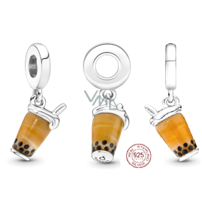 Charm Sterlingové stříbro 925 Bubble Tea - Mléčný čaj, přívěsek na náramek, jídlo a pití