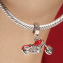 Charm Sterlingové stříbro 925 Motorka červená, přívěsek na náramek cestování