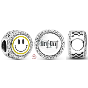 Charm Sterlingové stříbro 925 Talisman jiskřivý smajlík, korálek na náramek symbol