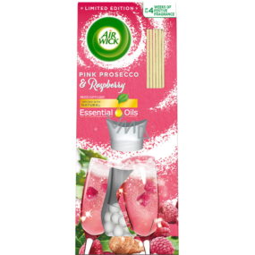 Air Wick Reed Diffuser Essential Oils Pink Prosecco & Raspberry - Růžové prosecco a malina vonné tyčinky osvěžovač vzduchu 25 ml