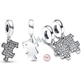 Charm Sterlingové stříbro 925 Třpytivý dílek puzzle, přívěsek na náramek přátelství