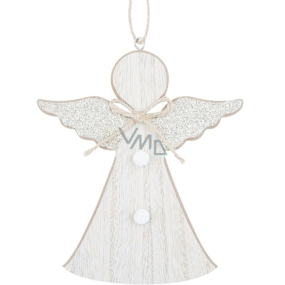 Anděl dřevěný se zlatými křídly na zavěšení 15 cm