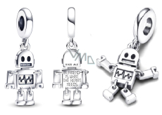 Charm Sterlingové stříbro 925 Nejlepší přítel robot Bot, přívěsek na náramek, přátelství