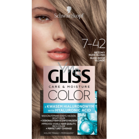Schwarzkopf Gliss Color barva na vlasy 7-42 Přirozená béžová blond 2 x 60 ml